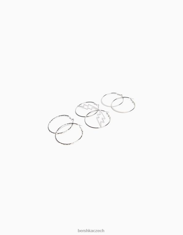 ženy Bershka 3 balení kruhových náušnic P88442484 Příslušenství stříbrný