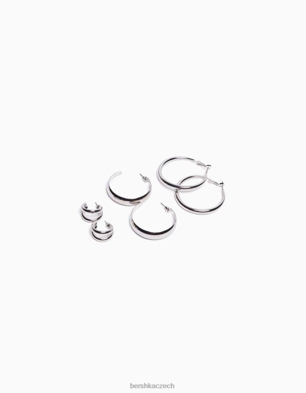 ženy Bershka 3 balení kruhových náušnic P88442526 Příslušenství stříbrný
