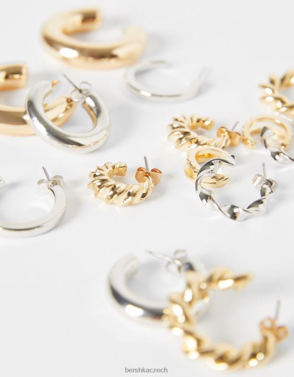 ženy Bershka 7-balení kruhových náušnic P88442513 Příslušenství zlato