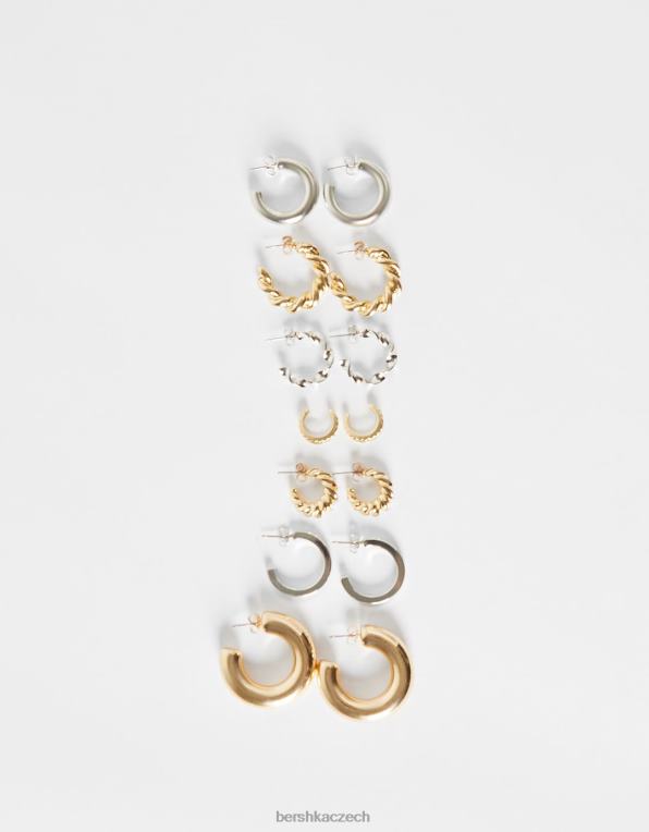 ženy Bershka 7-balení kruhových náušnic P88444205 Příslušenství zlato