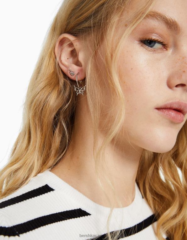 ženy Bershka balení 9 ks náušnic P88442516 Příslušenství stříbrný