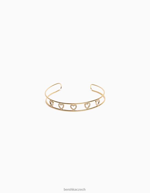 ženy Bershka pevný obojek s kamínkovými srdíčky P88444209 Příslušenství zlato