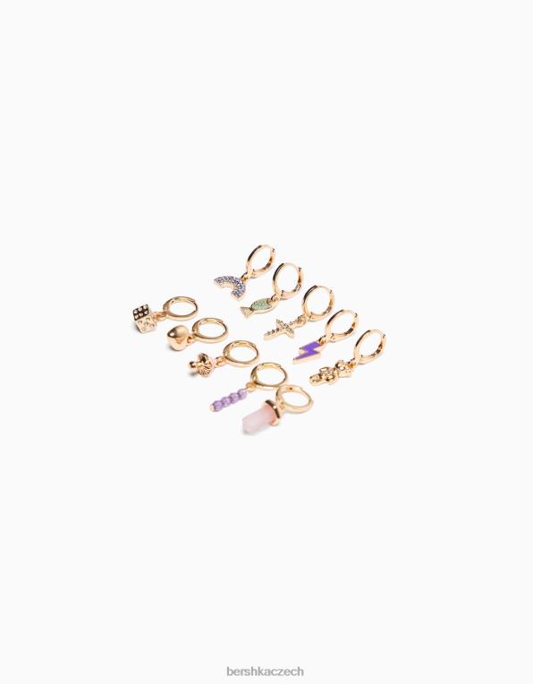ženy Bershka sada 10 ks křížových náušnic do uší P88442476 Příslušenství zlato