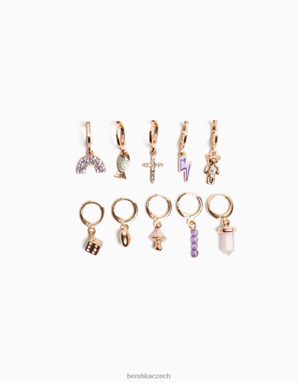 ženy Bershka sada 10 ks křížových náušnic do uší P88444206 Příslušenství zlato