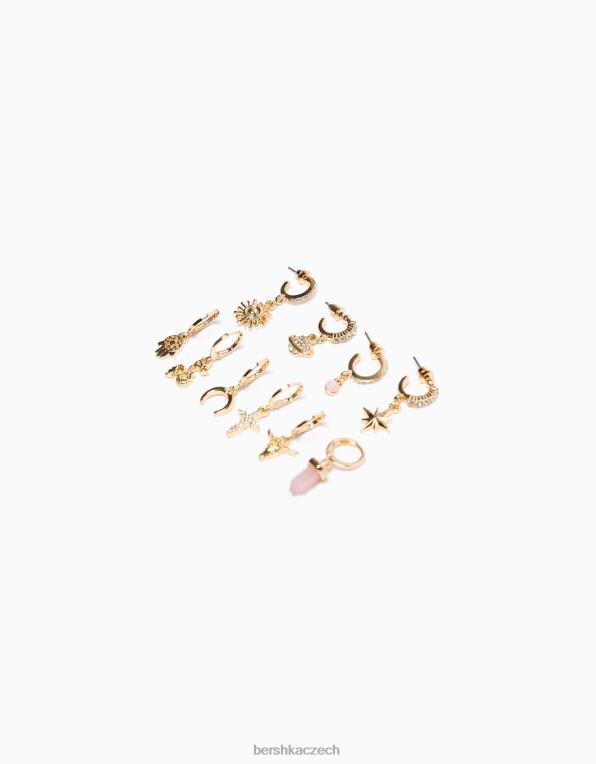 ženy Bershka sada 10 ks náušnic do uší P88442477 Příslušenství zlato