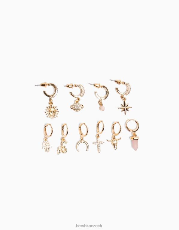 ženy Bershka sada 10 ks náušnic do uší P88442477 Příslušenství zlato
