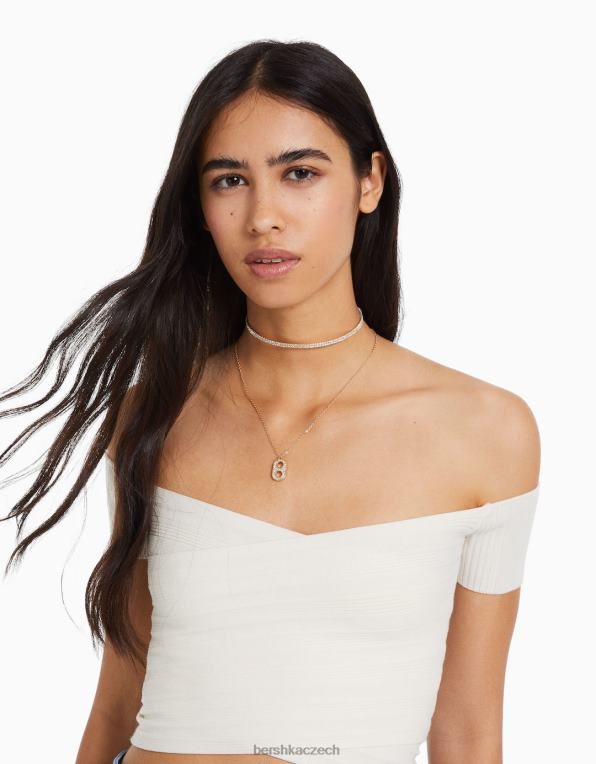 ženy Bershka sada 2 obojkových a řetízkových náhrdelníků s půvabnými detaily P88442489 Příslušenství zlato