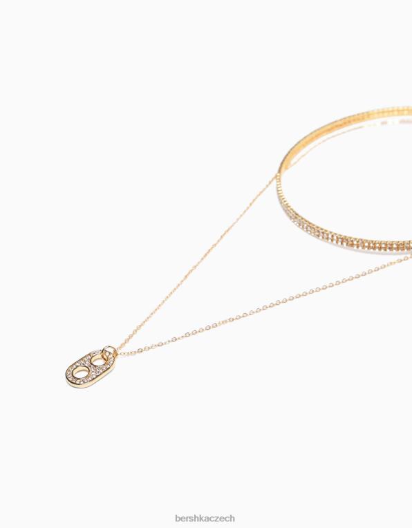 ženy Bershka sada 2 obojkových a řetízkových náhrdelníků s půvabnými detaily P88442489 Příslušenství zlato