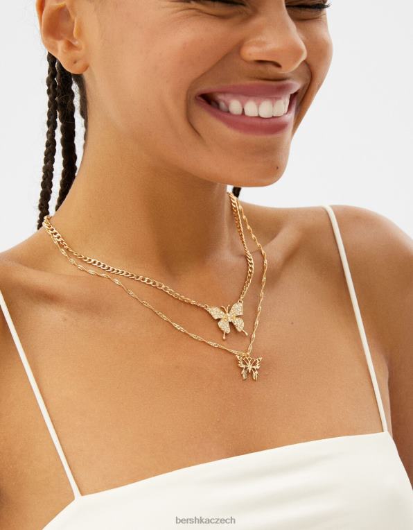 ženy Bershka sada 3 náhrdelníků s motýlky P88442451 Příslušenství zlato