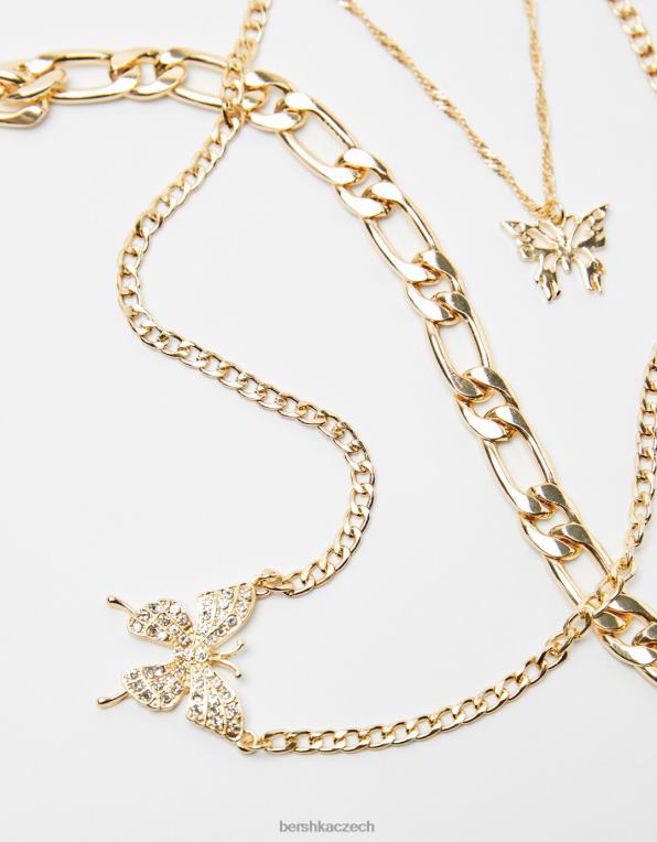 ženy Bershka sada 3 náhrdelníků s motýlky P88442451 Příslušenství zlato