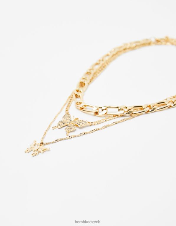 ženy Bershka sada 3 náhrdelníků s motýlky P88442451 Příslušenství zlato