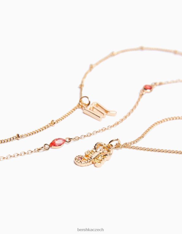 ženy Bershka sada 3 náhrdelníků se zvěrokruhem štír P88444223 Příslušenství zlato