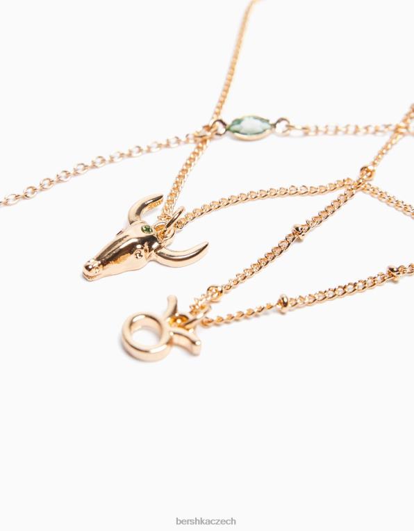 ženy Bershka sada 3 náhrdelníků zvěrokruhu Býk P88442434 Příslušenství zlato
