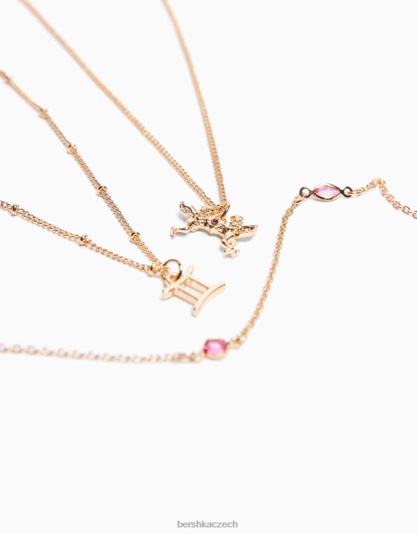 ženy Bershka sada 3 náhrdelníků zvěrokruhu Gemini P88442424 Příslušenství zlato