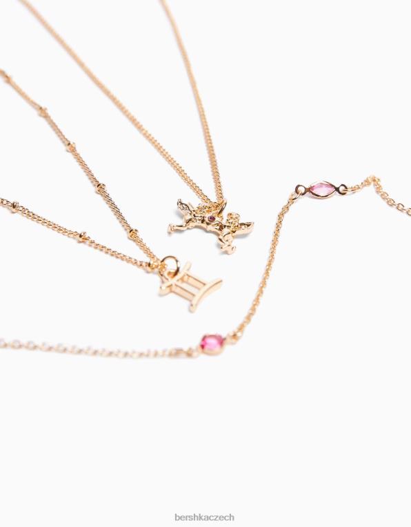 ženy Bershka sada 3 náhrdelníků zvěrokruhu Gemini P88444233 Příslušenství zlato