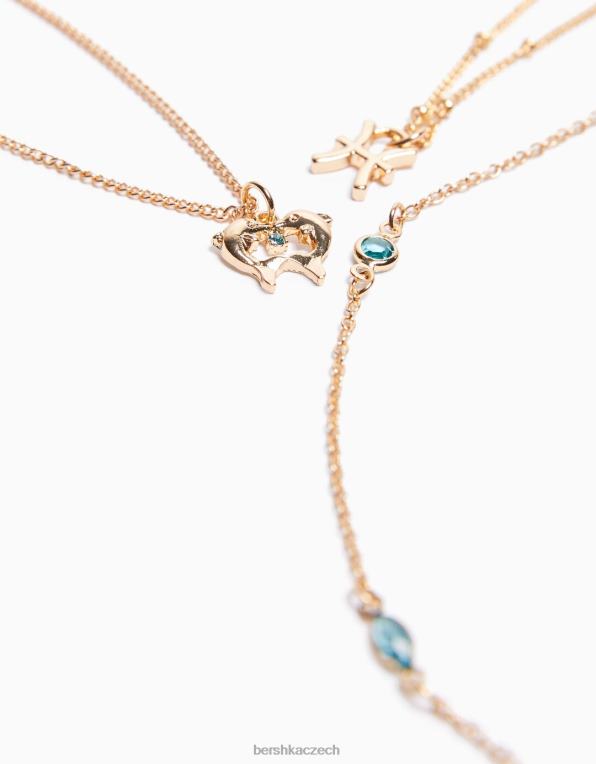 ženy Bershka sada 3 náhrdelníků zvěrokruhu Ryby P88442438 Příslušenství zlato