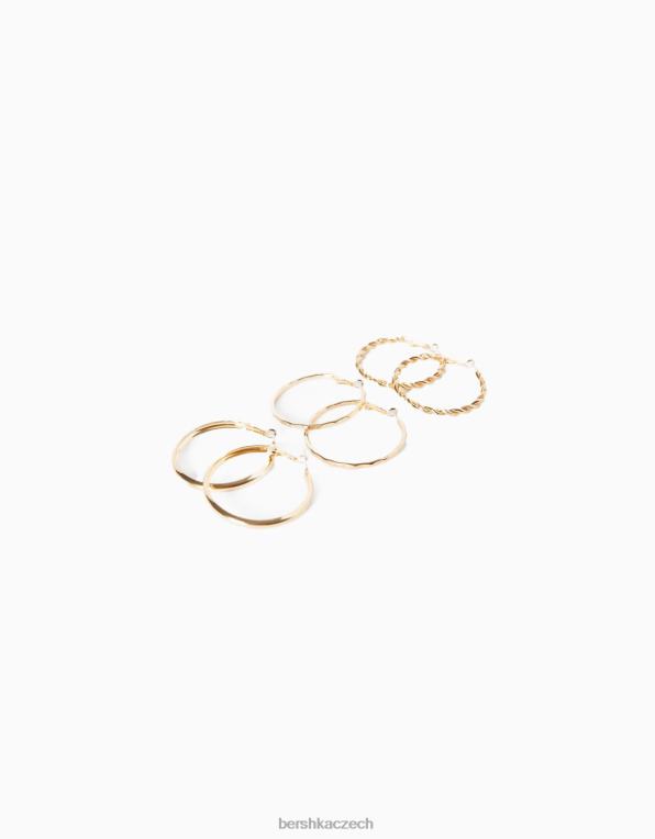 ženy Bershka sada 3 párů tenkých prstencových náušnic se strukturou P88442511 Příslušenství zlato