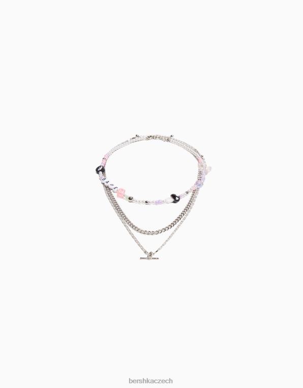 ženy Bershka sada 3 perlových náhrdelníků P88442512 Příslušenství stříbrný