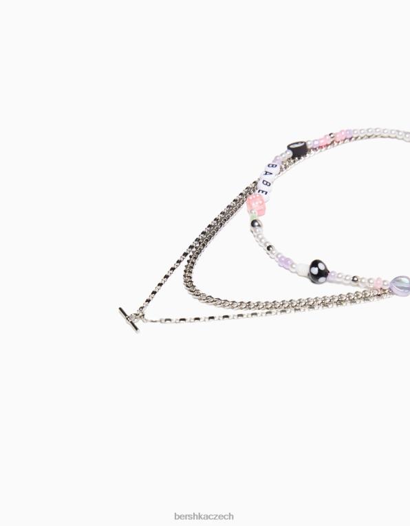 ženy Bershka sada 3 perlových náhrdelníků P88442512 Příslušenství stříbrný