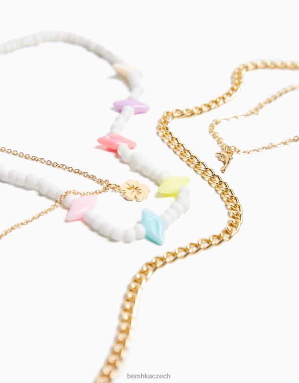 ženy Bershka sada 4 barevných náhrdelníků P88442514 Příslušenství bílý
