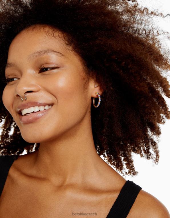 ženy Bershka sada 6 ks smaltovaných kruhových náušnic P88442493 Příslušenství zlato