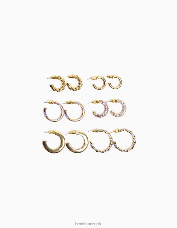 ženy Bershka sada 6 ks smaltovaných kruhových náušnic P88442493 Příslušenství zlato