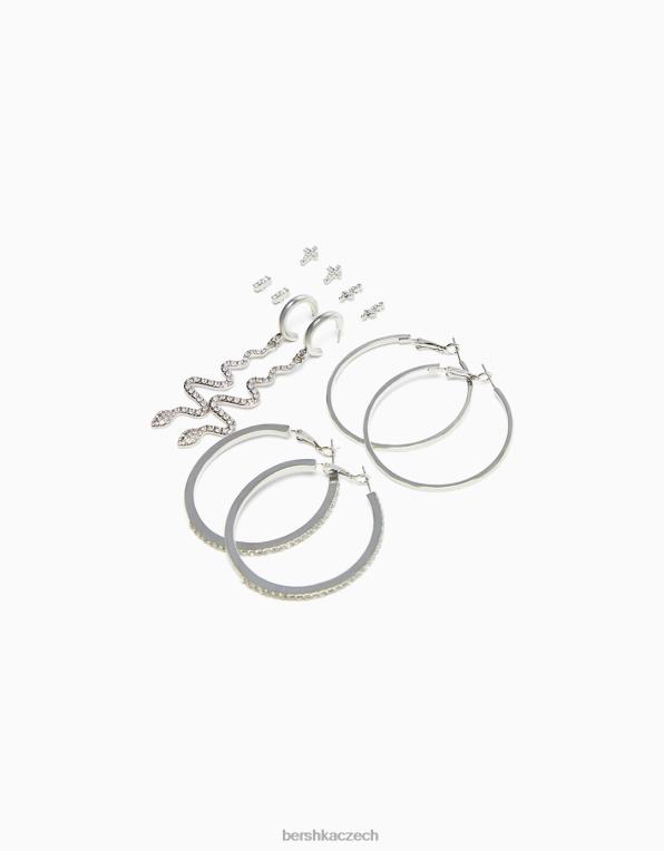 ženy Bershka sada 6 párů kaskádových náušnic ve tvaru kříže P88442462 Příslušenství stříbrný