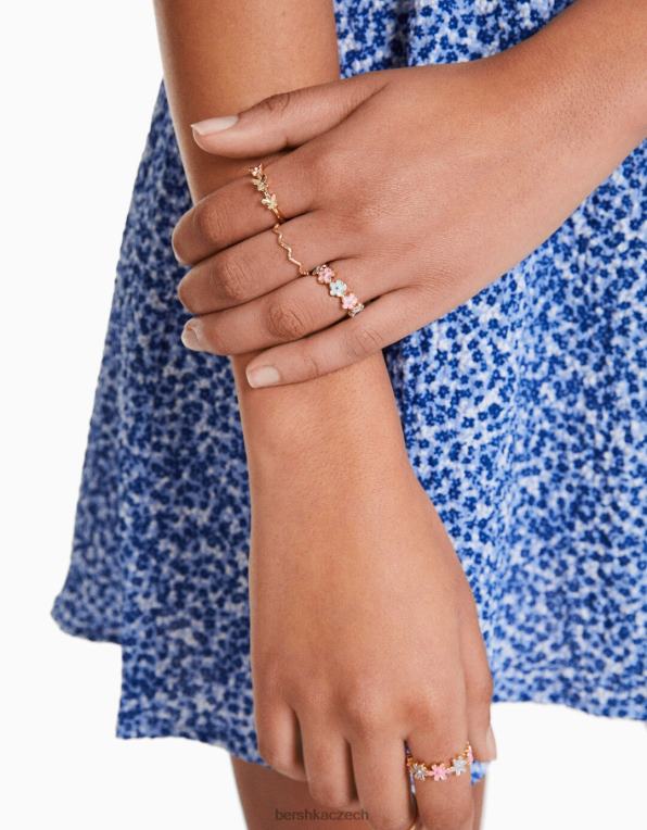 ženy Bershka sada 7 korálkových smaltovaných prstenů P88442528 Příslušenství zlato