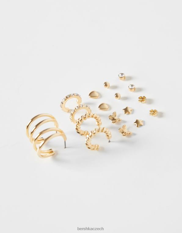 ženy Bershka sada 9 náušnic ve tvaru srdce P88442474 Příslušenství zlato
