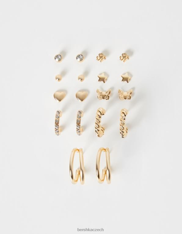 ženy Bershka sada 9 náušnic ve tvaru srdce P88442474 Příslušenství zlato