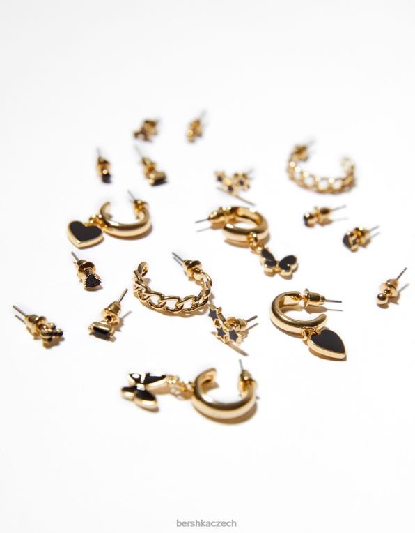 ženy Bershka sada 9 náušnic ve tvaru srdce a motýla P88442504 Příslušenství zlato