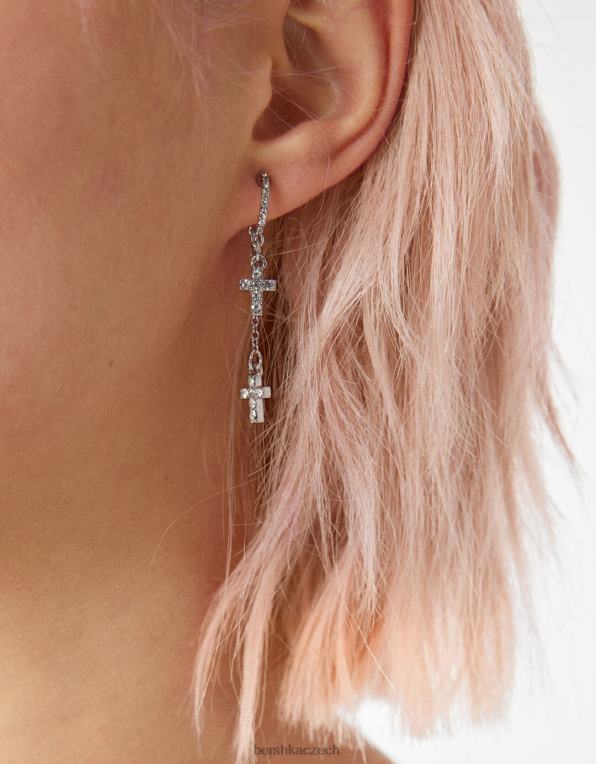 ženy Bershka sada 9 párů křížkových náušnic P88442515 Příslušenství stříbrný