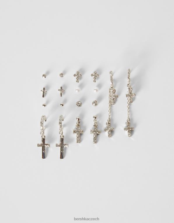ženy Bershka sada 9 párů křížkových náušnic P88442515 Příslušenství stříbrný