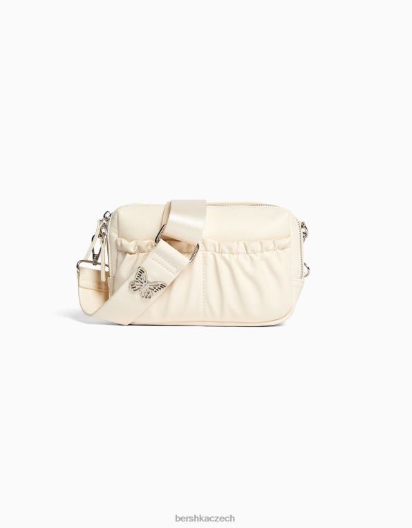 ženy Bershka Crossbody kabelka z umělé kůže s motýlkovým detailem P88442405 Příslušenství krém