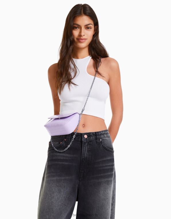 ženy Bershka řetízková kabelka s umělým patentem P88442384 Příslušenství fialový