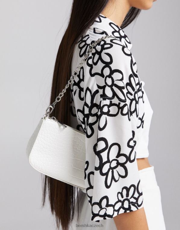 ženy Bershka falešná croc taška s detailem řetízku P88442411 Příslušenství bílý