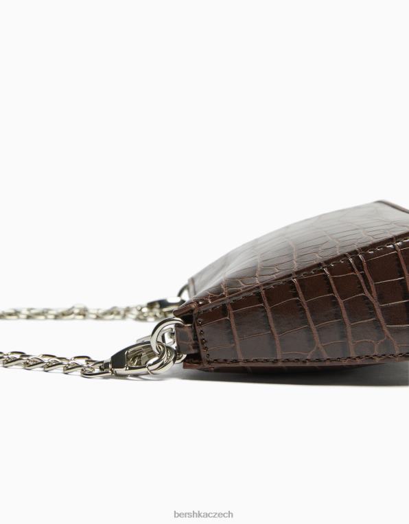 ženy Bershka falešná croc taška s detailem řetízku P88442412 Příslušenství hnědý