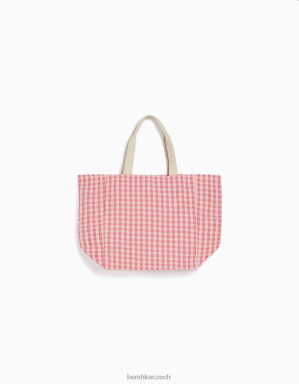 ženy Bershka gingham shopper taška s popruhy P88441930 Příslušenství růžový