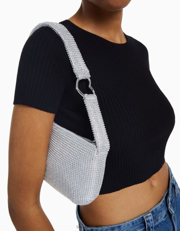 ženy Bershka kamínková taška s uchem P88441868 Příslušenství stříbrný