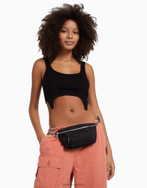 ženy Bershka látková taška na opasek se zipy P88442395 Příslušenství Černá