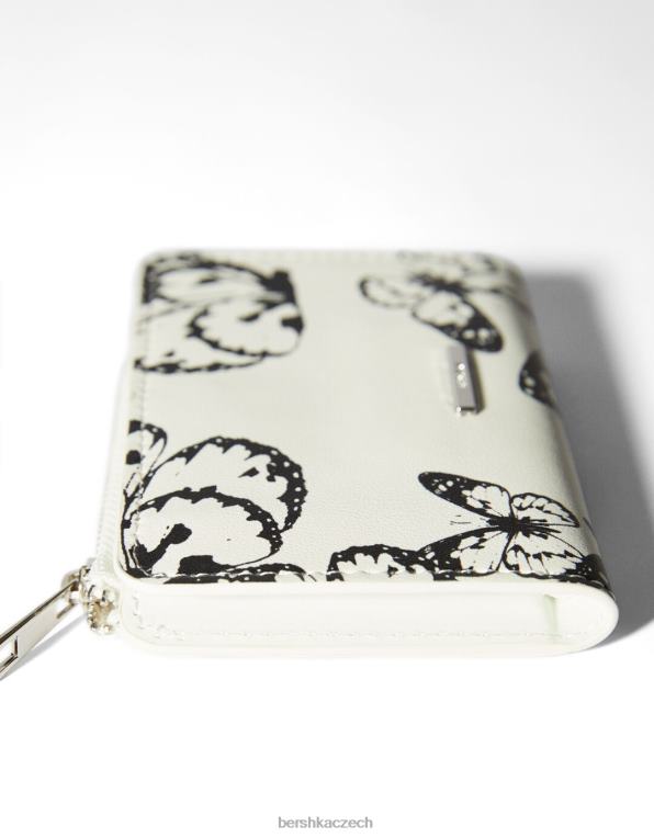 ženy Bershka peněženka s motýlkovým potiskem P88442399 Příslušenství bílý