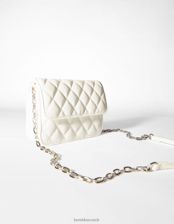 ženy Bershka prošívaná kabelka s řetízkovým uchem P88442362 Příslušenství bílý