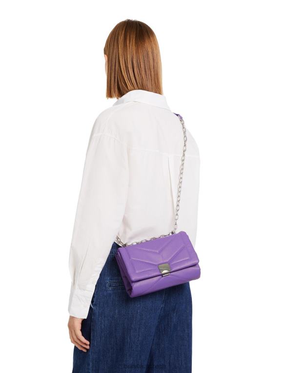 ženy Bershka prošívaná mini taška přes rameno s řetízkem P88442351 Příslušenství fialový