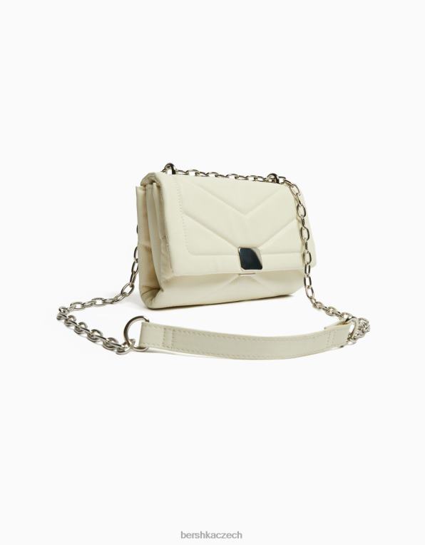 ženy Bershka prošívaná mini taška přes rameno s řetízkem P88442352 Příslušenství bílý