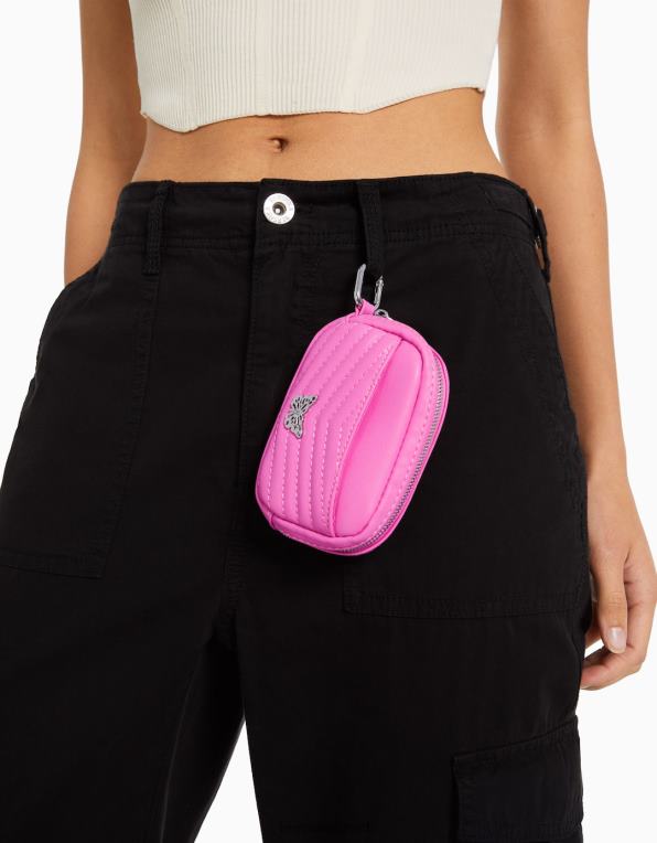 ženy Bershka prošívaná peněženka s detailem P88442358 Příslušenství růžový