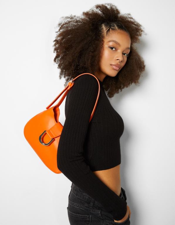 ženy Bershka taška přes rameno se stříbrnou sponou P88442372 Příslušenství oranžový