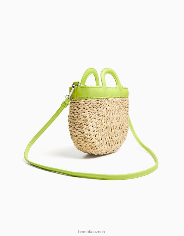 ženy Bershka taška z rafie s barevným uchem P88441935 Příslušenství Limetka