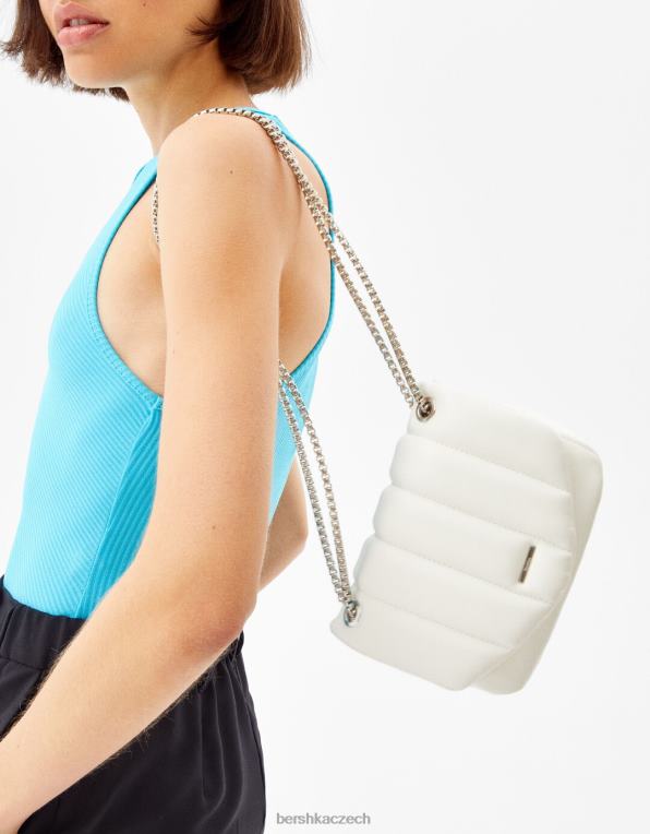 ženy Bershka vertikální prošívaná řetízková taška P88442409 Příslušenství bílý