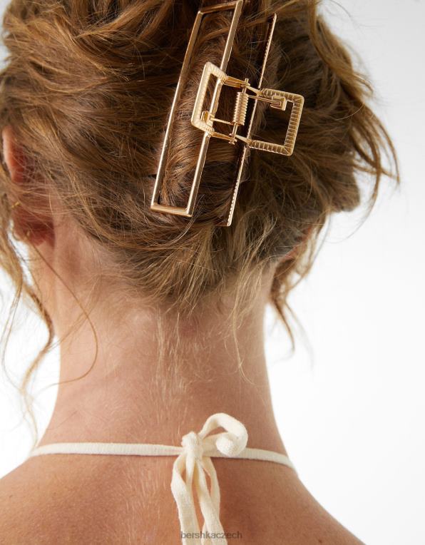 ženy Bershka obdélníková spona do vlasů s kovovým efektem P88442563 Příslušenství zlato