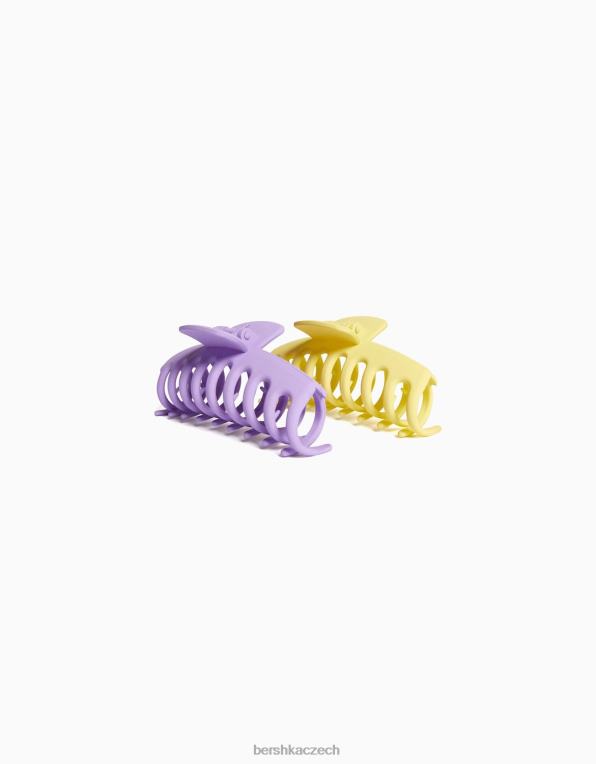 ženy Bershka sada 2 barevných spon do vlasů P88442570 Příslušenství fialový